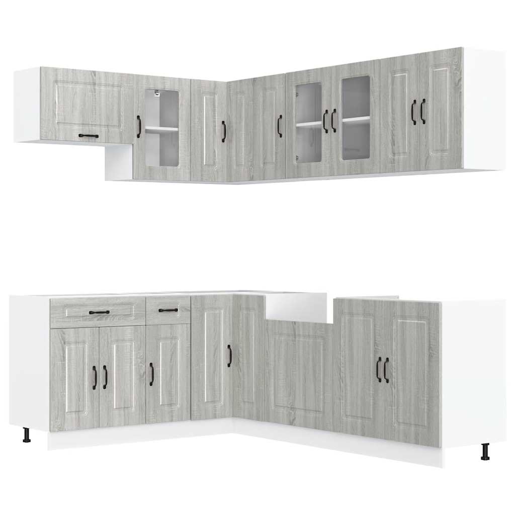 Set Mobili da Cucina 11 pz Kalmar Grigio Sonoma in Truciolato - homemem39