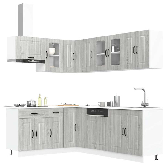 Set Mobili da Cucina 11 pz Kalmar Grigio Sonoma in Truciolato - homemem39