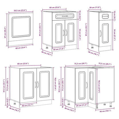 Set Mobili da Cucina 11 pz Kalmar Legno Vecchio in Truciolato | homemem39