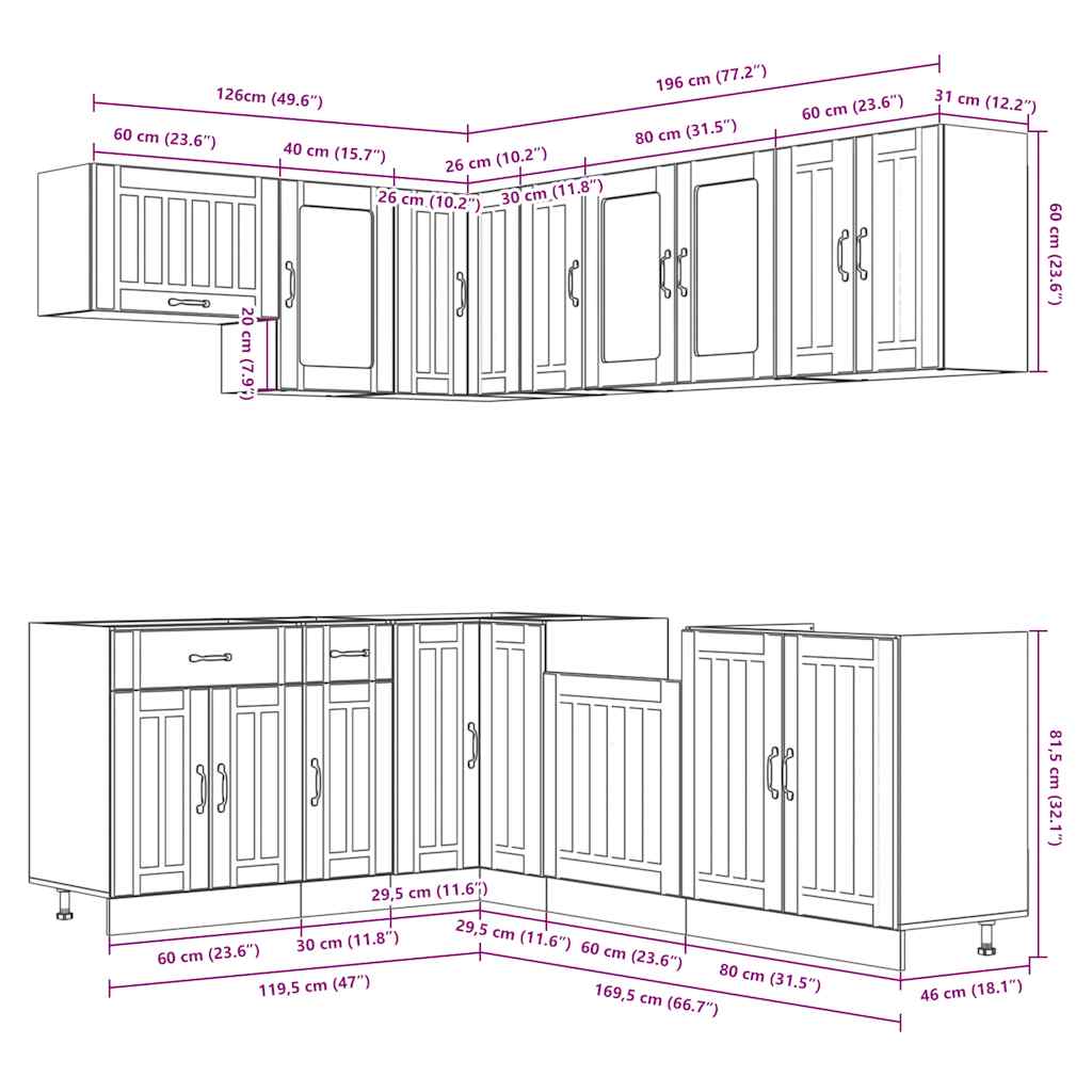 Set Mobili da Cucina 11 pz Lucca Neri Legno Multistrato - homemem39