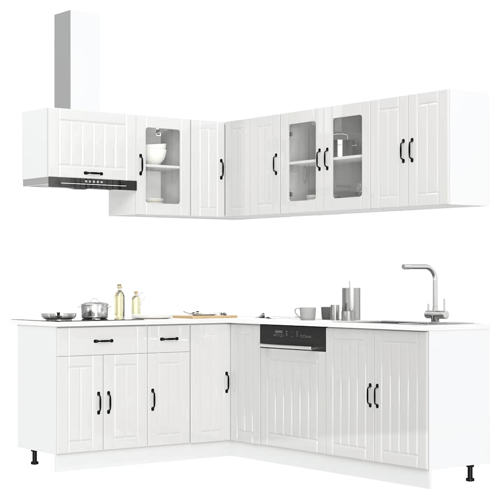 Set Mobili da Cucina 11 pz Lucca Bianchi Lucido in Truciolato
