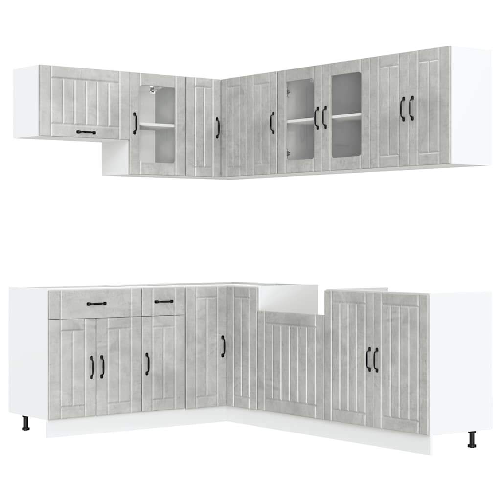 Set Mobili da Cucina 11 pz Lucca Grigio Cemento in Truciolato - homemem39