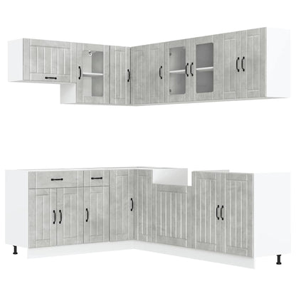 Set Mobili da Cucina 11 pz Lucca Grigio Cemento in Truciolato - homemem39