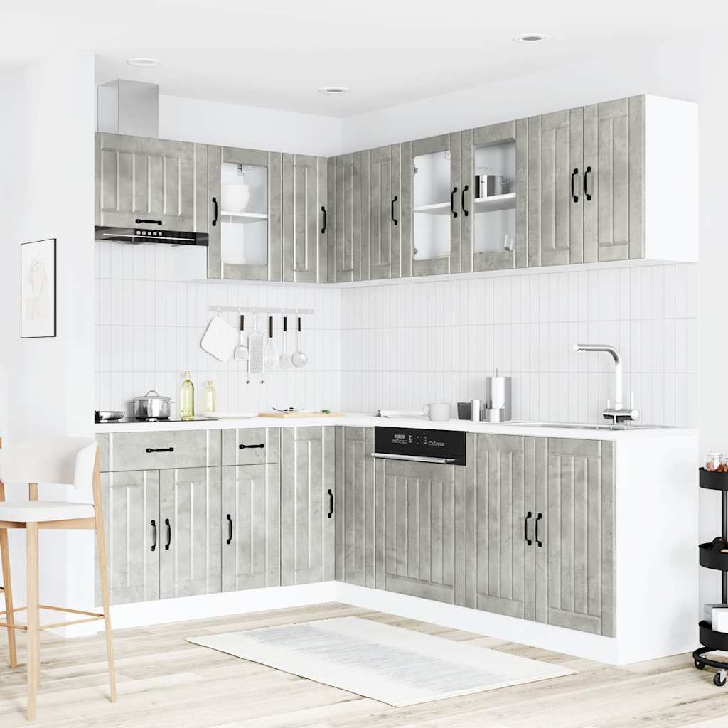 Set Mobili da Cucina 11 pz Lucca Grigio Cemento in Truciolato - homemem39