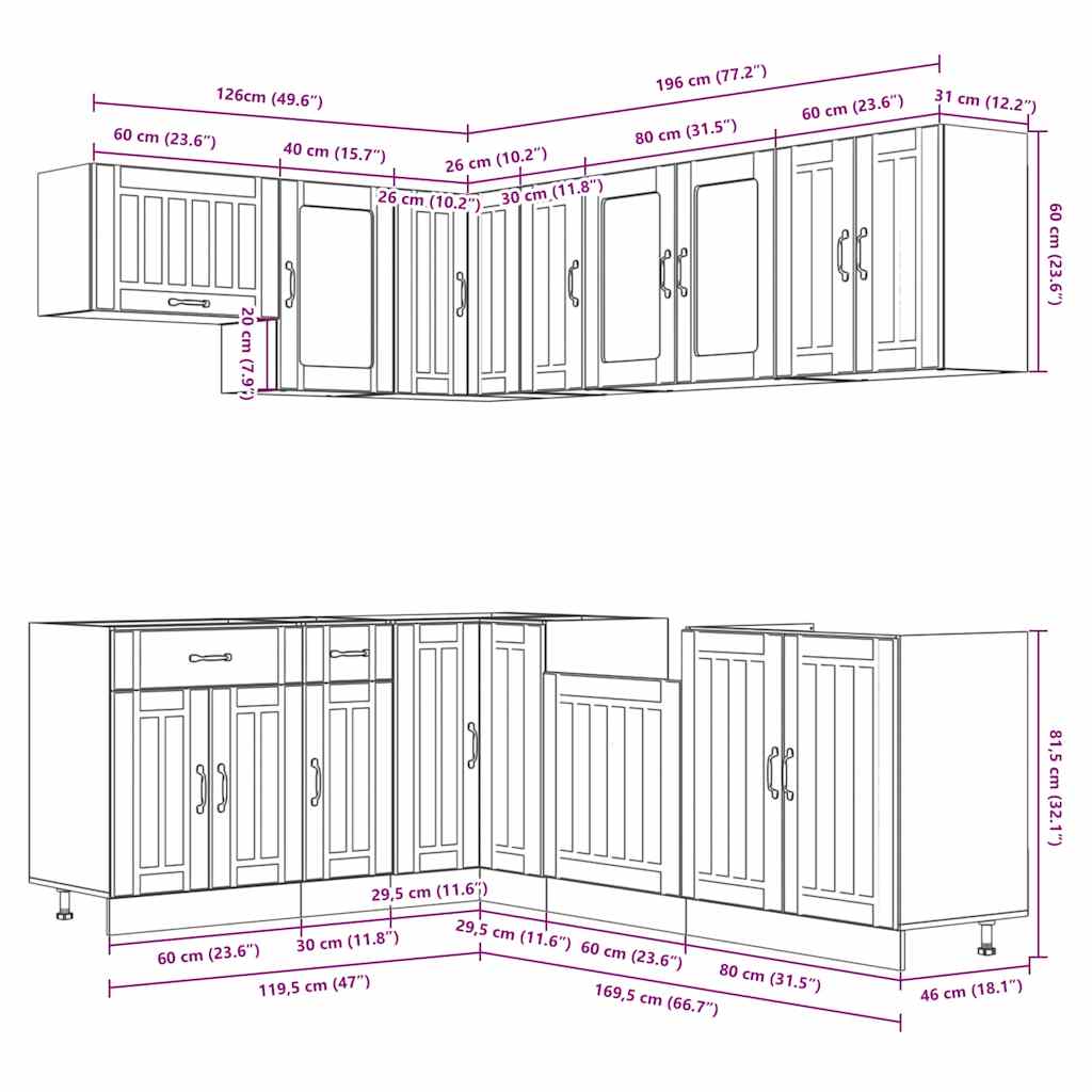 Set Mobili da Cucina 11 pz Lucca Grigio Cemento in Truciolato | homemem39