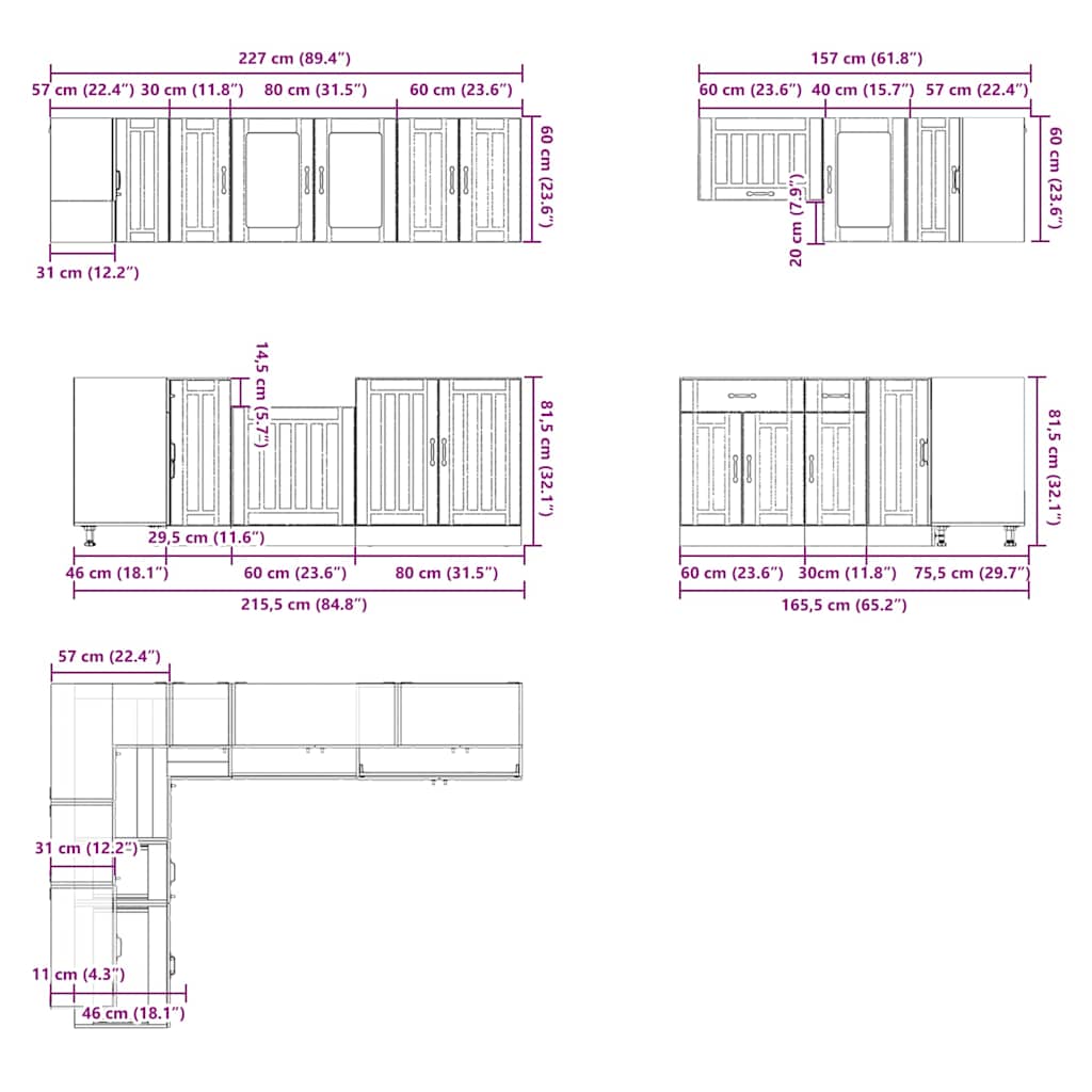 Set Mobili da Cucina 11 pz Lucca Grigio Cemento in Truciolato - homemem39