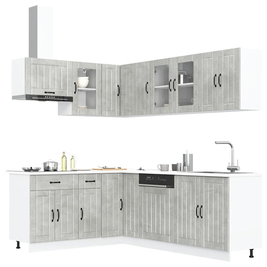Set Mobili da Cucina 11 pz Lucca Grigio Cemento in Truciolato - homemem39