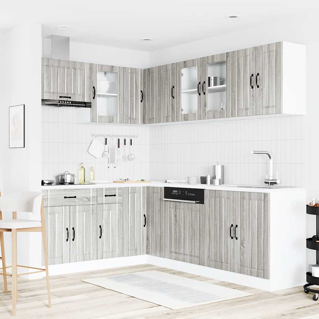 Set Mobili da Cucina 11 pz Lucca Grigio Sonoma in Truciolato | homemem39