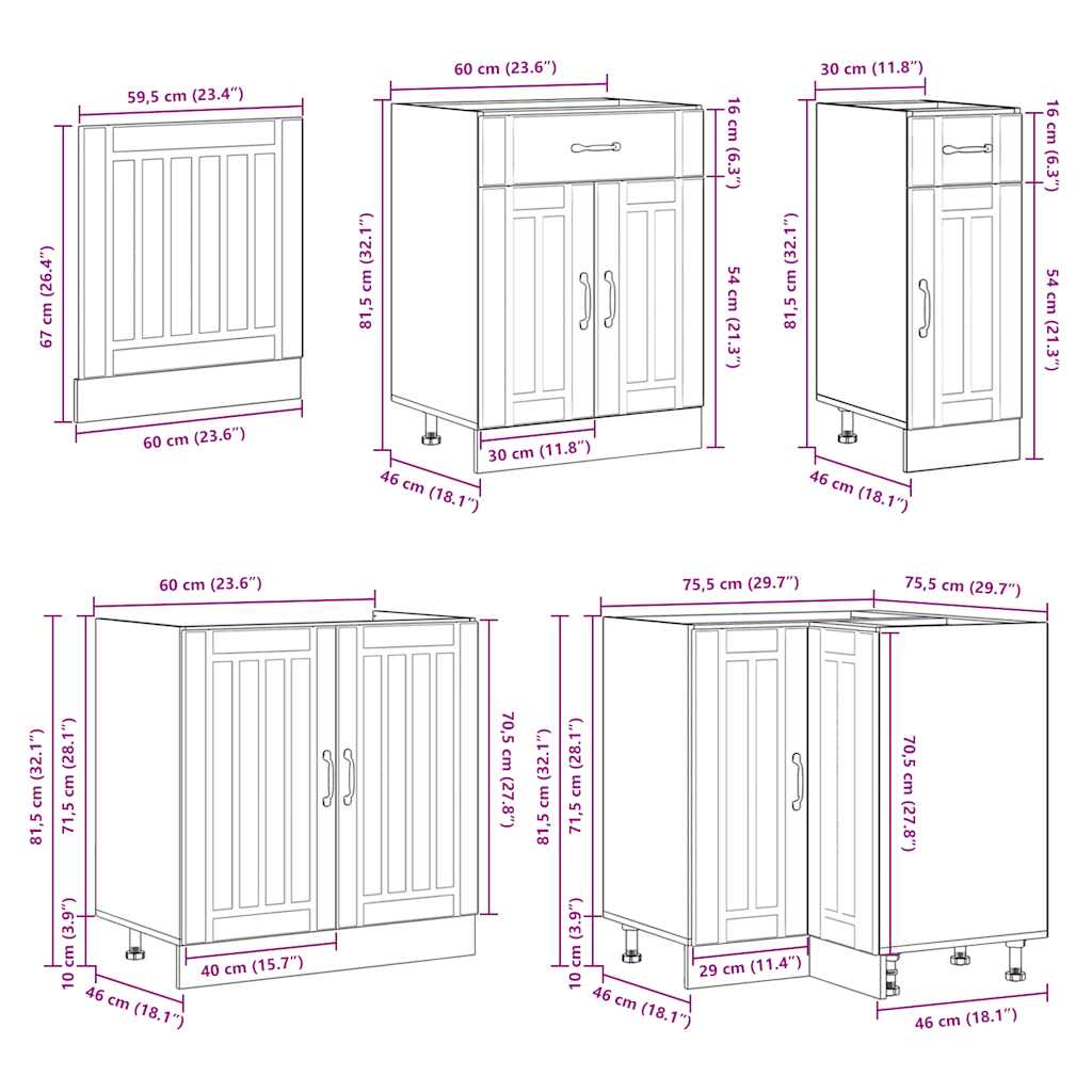 Set Mobili da Cucina 11 pz Lucca Grigio Sonoma in Truciolato | homemem39