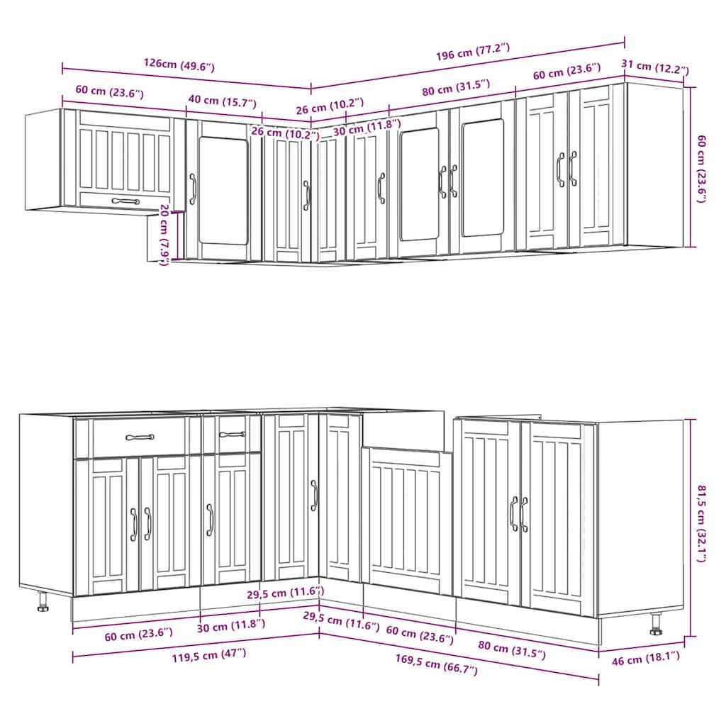 Set Mobili da Cucina 11 pz Lucca Legno Antico in Truciolato - homemem39