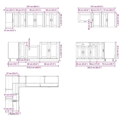 Set Mobili da Cucina 11 pz Porto Bianchi Legno Multistrato | homemem39