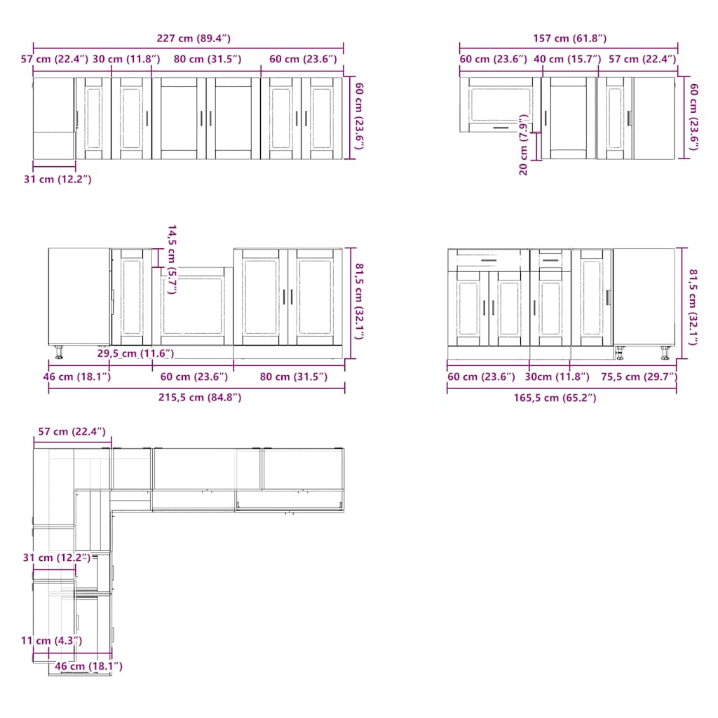 Set Mobili da Cucina 11 pz Porto Bianchi Legno Multistrato - homemem39
