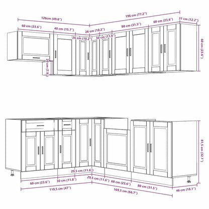 Set Mobili da Cucina 11 pz Porto Neri Legno Multistrato - homemem39