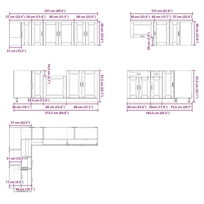 Set Mobili da Cucina 11 pz Porto Neri Legno Multistrato - homemem39