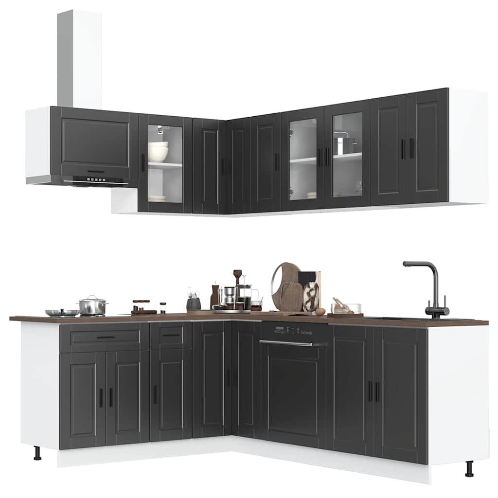 Set Mobili da Cucina 11 pz Porto Neri Legno Multistrato | homemem39
