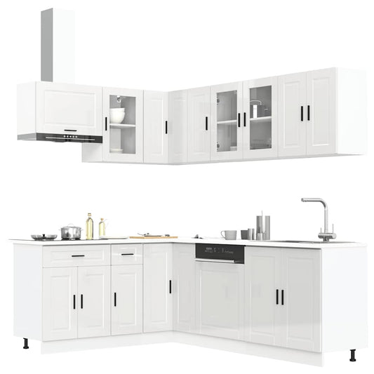 Set Mobili da Cucina 11 pz Porto Bianchi Lucido in Truciolato - homemem39