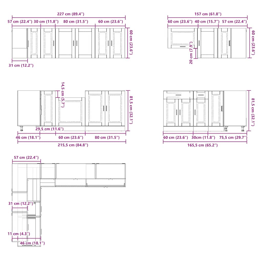 Set Mobili da Cucina 11 pz Porto Rovere Sonoma in Truciolato - homemem39