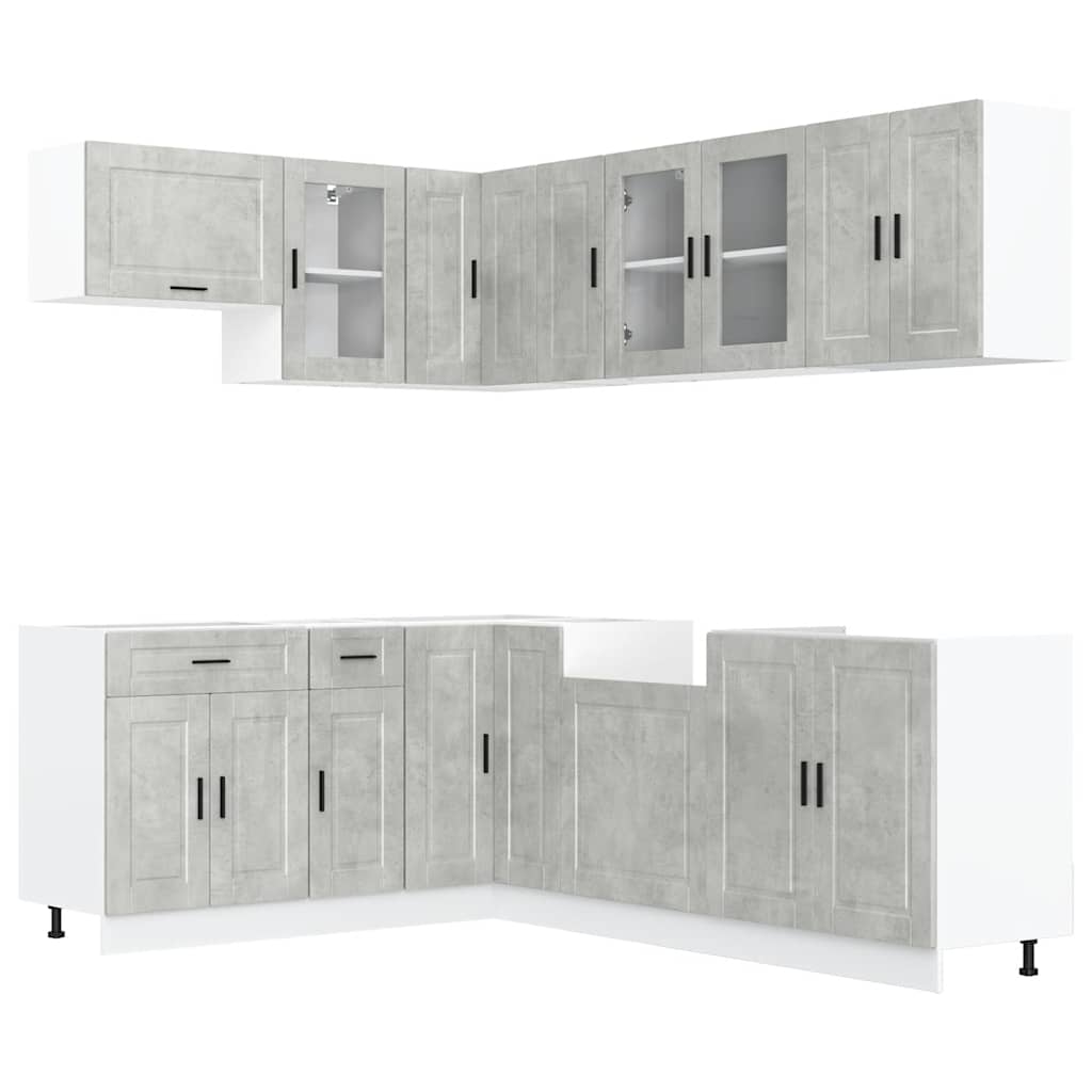 Set Mobili da Cucina 11 pz Porto Grigio Cemento in Truciolato - homemem39