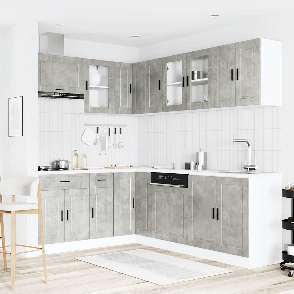 Set Mobili da Cucina 11 pz Porto Grigio Cemento in Truciolato | homemem39