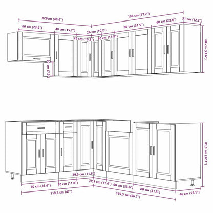 Set Mobili da Cucina 11 pz Porto Grigio Cemento in Truciolato - homemem39