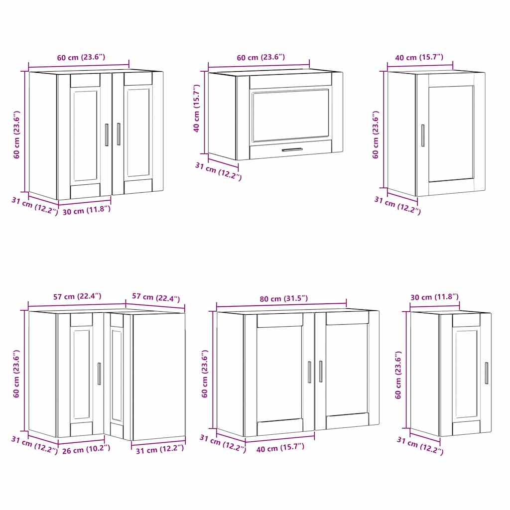 Set Mobili da Cucina 11 pz Porto Grigio Cemento in Truciolato - homemem39