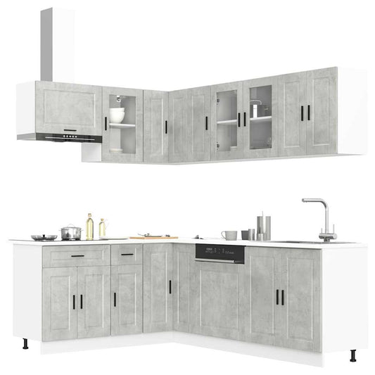 Set Mobili da Cucina 11 pz Porto Grigio Cemento in Truciolato - homemem39
