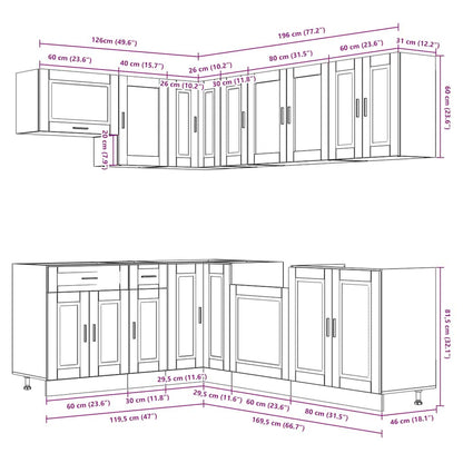 Set Mobili da Cucina 11 pz Porto Rovere Fumo in Truciolato - homemem39