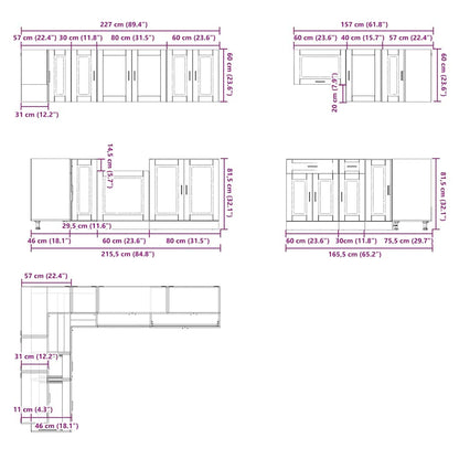 Set Mobili da Cucina 11 pz Porto Rovere Fumo in Truciolato - homemem39
