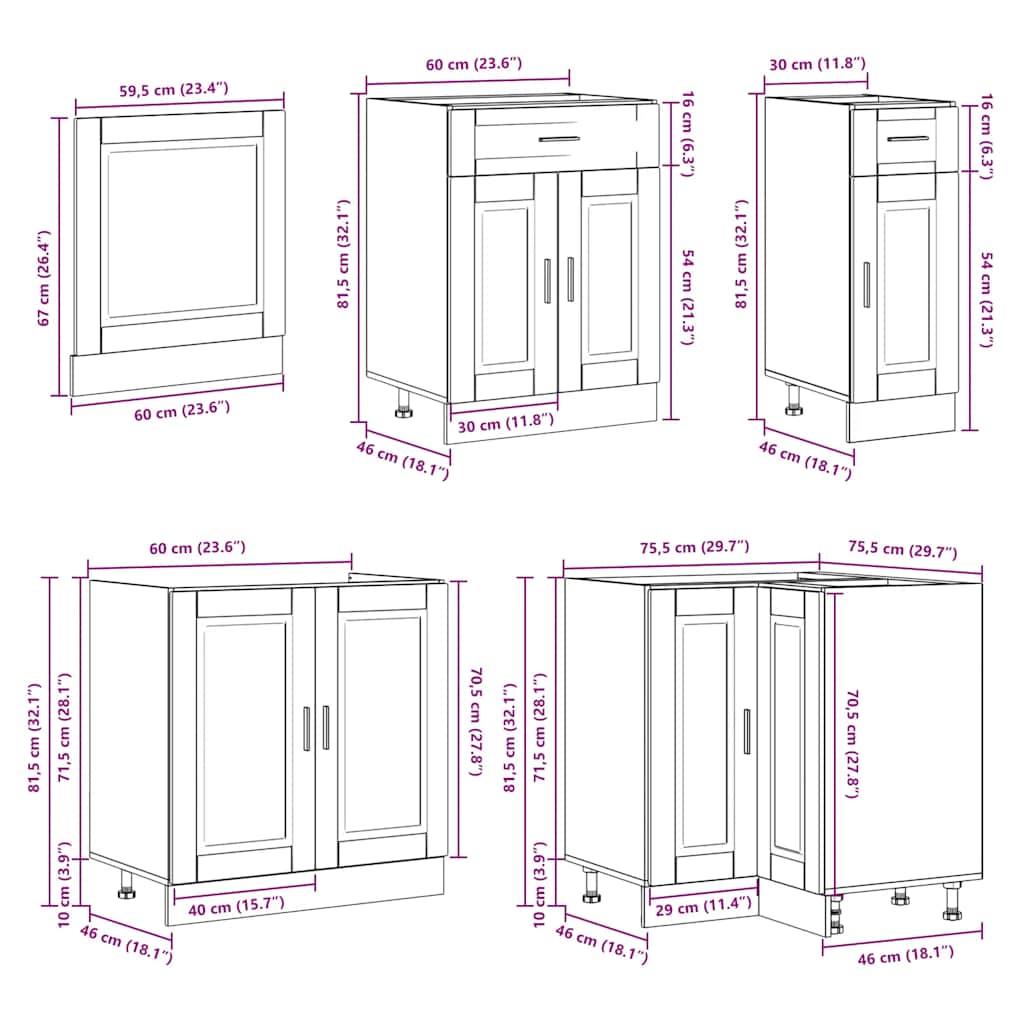 Set Mobili da Cucina 11 pz Porto Legno Antico in Truciolato | homemem39