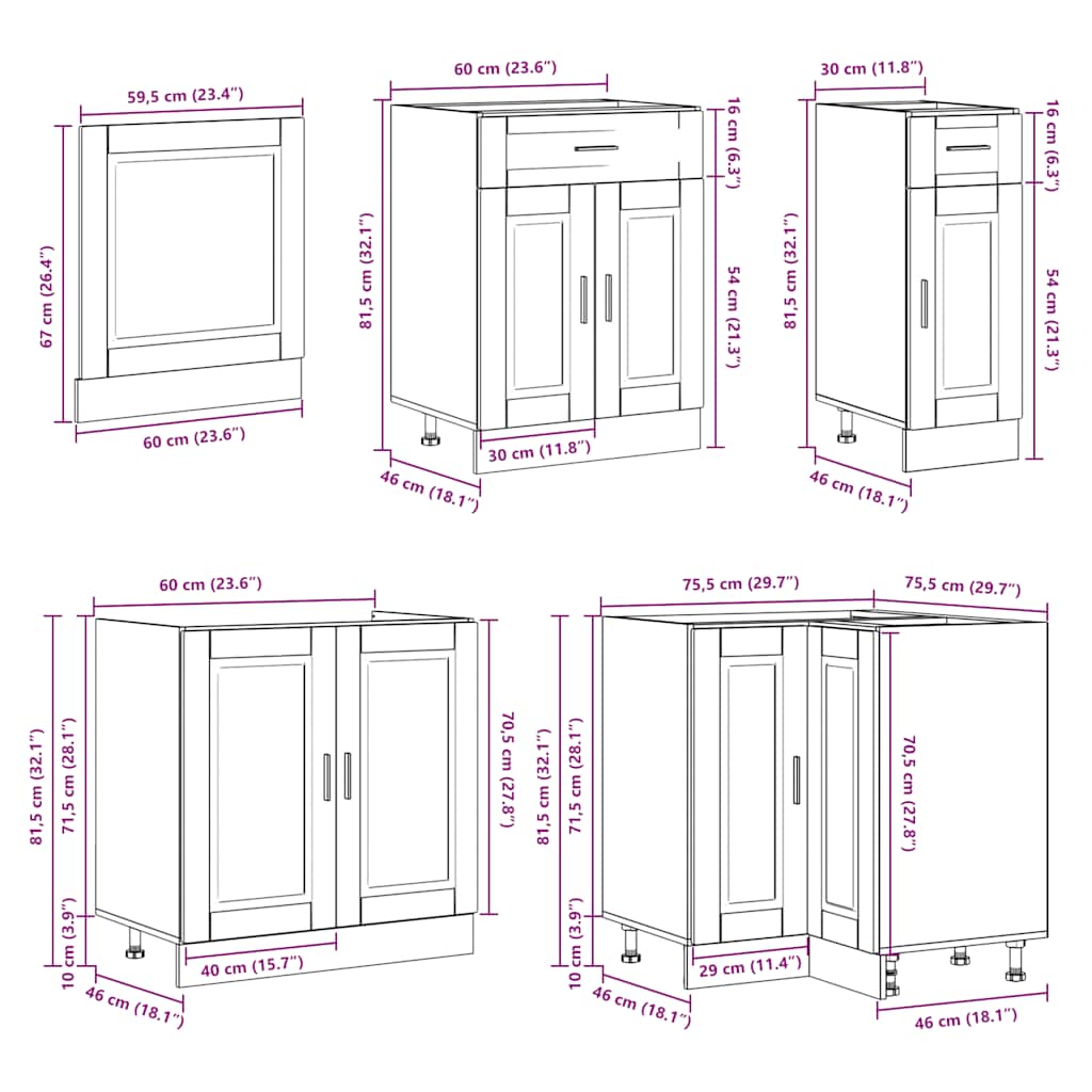Set Mobili da Cucina 11 pz Porto Legno Antico in Truciolato - homemem39