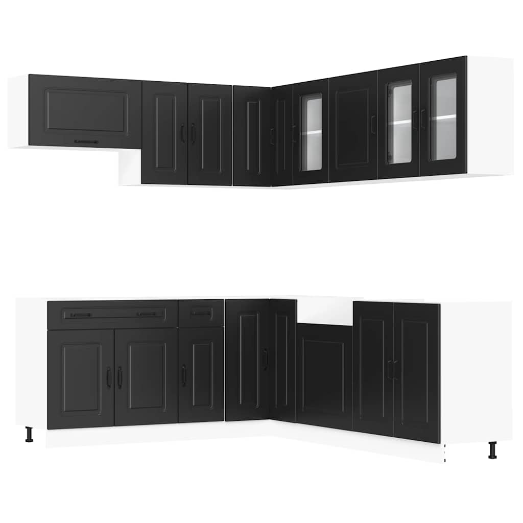 Set Mobili da Cucina 11 pz Kalmar Neri Legno Multistrato | homemem39