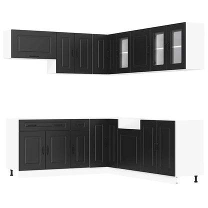 Set Mobili da Cucina 11 pz Kalmar Neri Legno Multistrato | homemem39