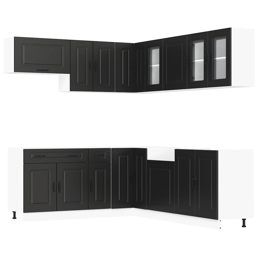 Set Mobili da Cucina 11 pz Kalmar Neri Legno Multistrato - homemem39