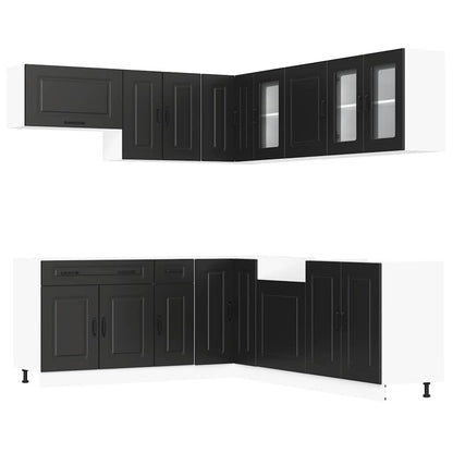 Set Mobili da Cucina 11 pz Kalmar Neri Legno Multistrato - homemem39