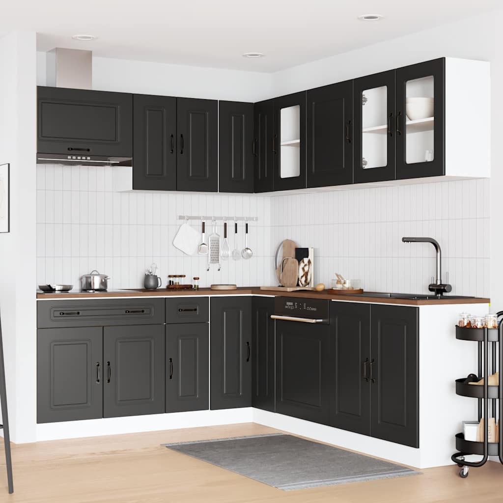 Set Mobili da Cucina 11 pz Kalmar Neri Legno Multistrato - homemem39