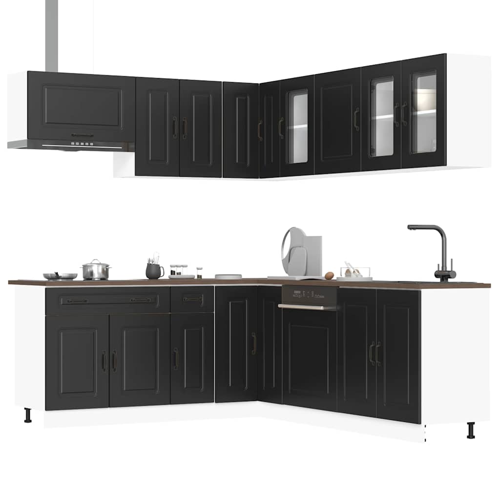 Set Mobili da Cucina 11 pz Kalmar Neri Legno Multistrato | homemem39