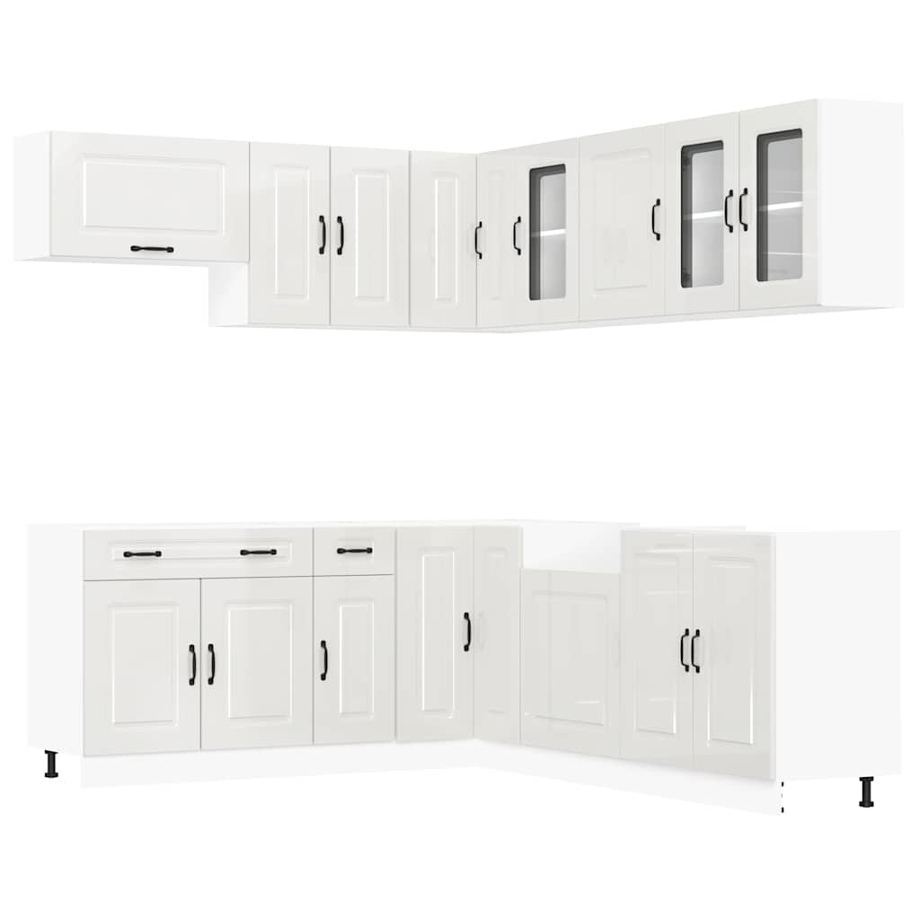 Set Mobili da Cucina 11 pz Kalmar Bianchi Lucido in Truciolato