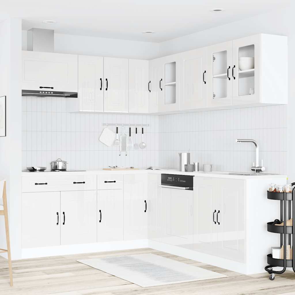 Set Mobili da Cucina 11 pz Kalmar Bianchi Lucido in Truciolato