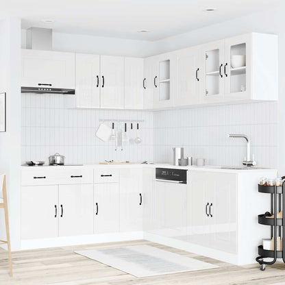 Set Mobili da Cucina 11 pz Kalmar Bianchi Lucido in Truciolato