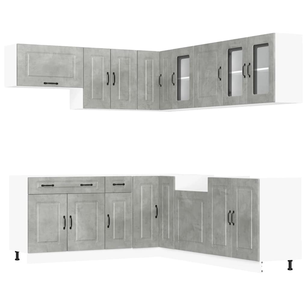 Set Mobili da Cucina 11 pz Kalmar Grigio Cemento in Truciolato - homemem39