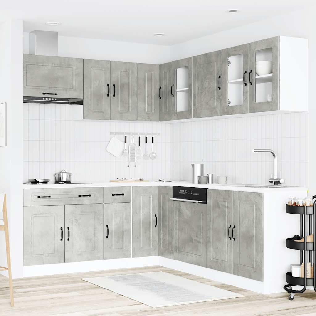 Set Mobili da Cucina 11 pz Kalmar Grigio Cemento in Truciolato - homemem39