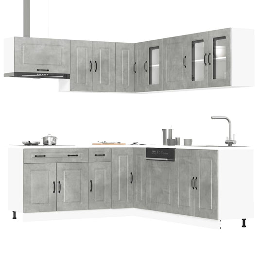 Set Mobili da Cucina 11 pz Kalmar Grigio Cemento in Truciolato - homemem39