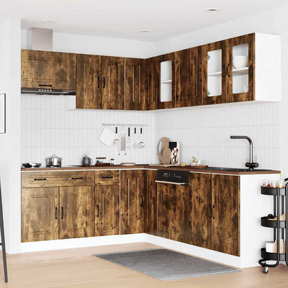 Set Mobili da Cucina 11 pz Kalmar Rovere Fumo Legno Multistrato | homemem39