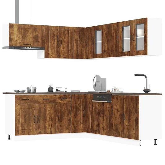 Set Mobili da Cucina 11 pz Kalmar Rovere Fumo Legno Multistrato | homemem39