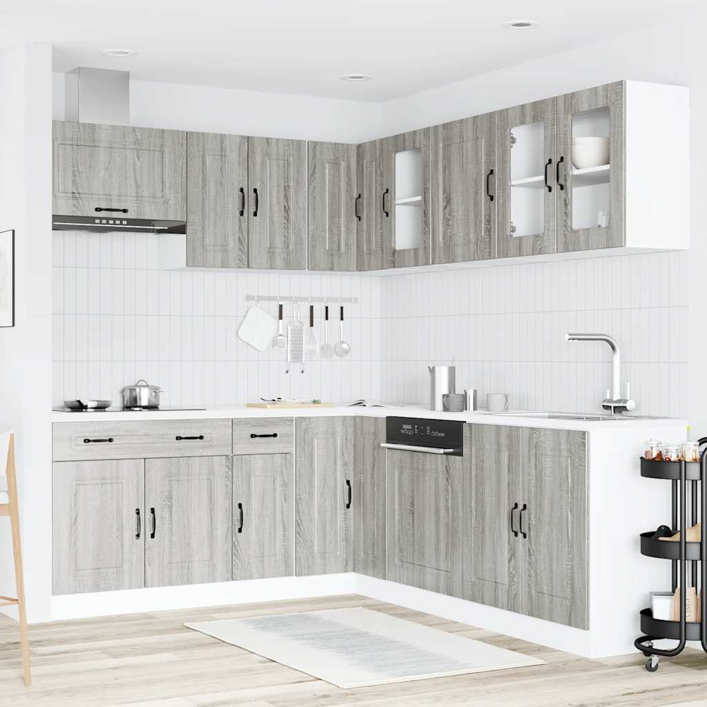 Set Mobili da Cucina 11 pz Kalmar Grigio Sonoma in Truciolato - homemem39