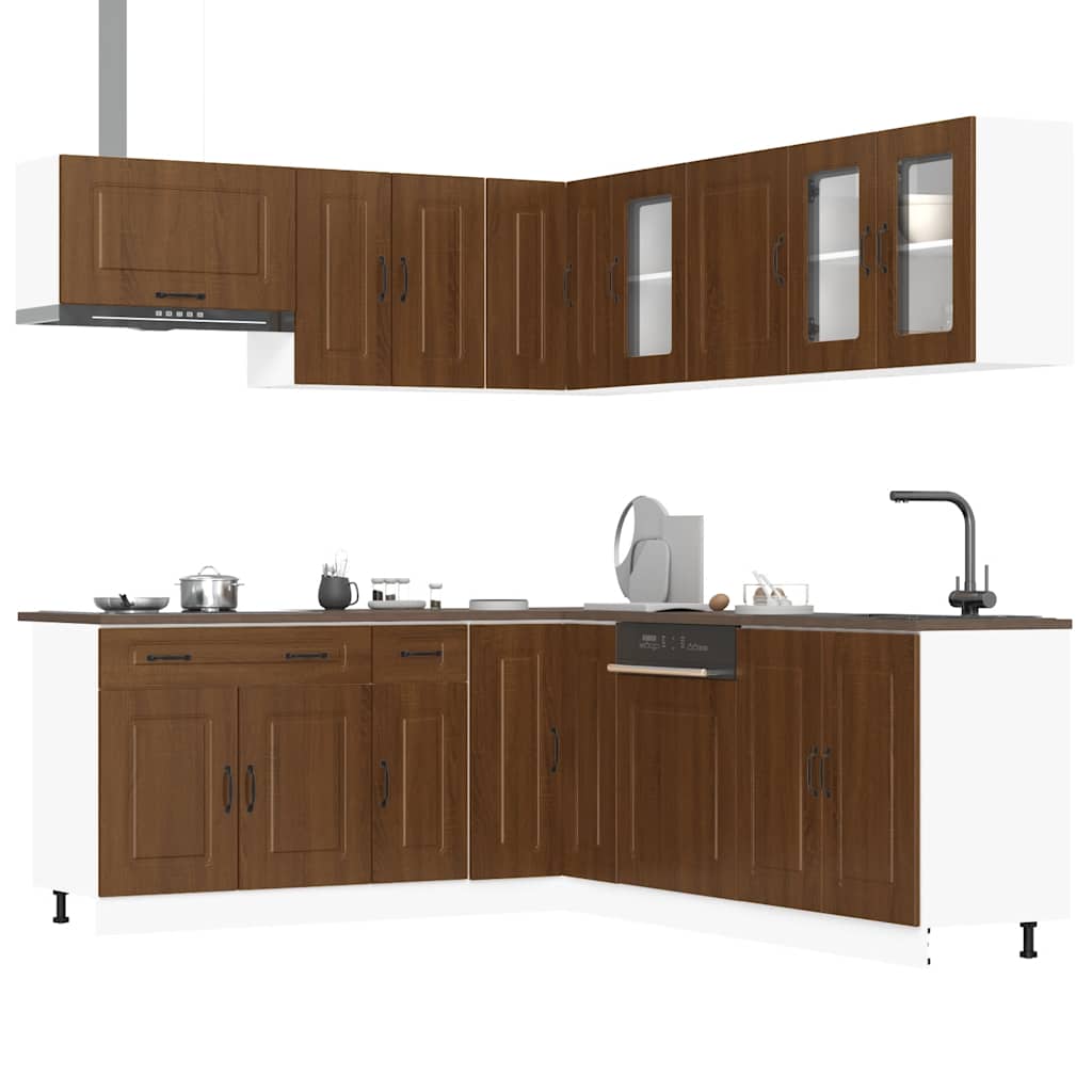 Set Mobili da Cucina 11 pz Kalmar Rovere Marrone in Truciolato | homemem39