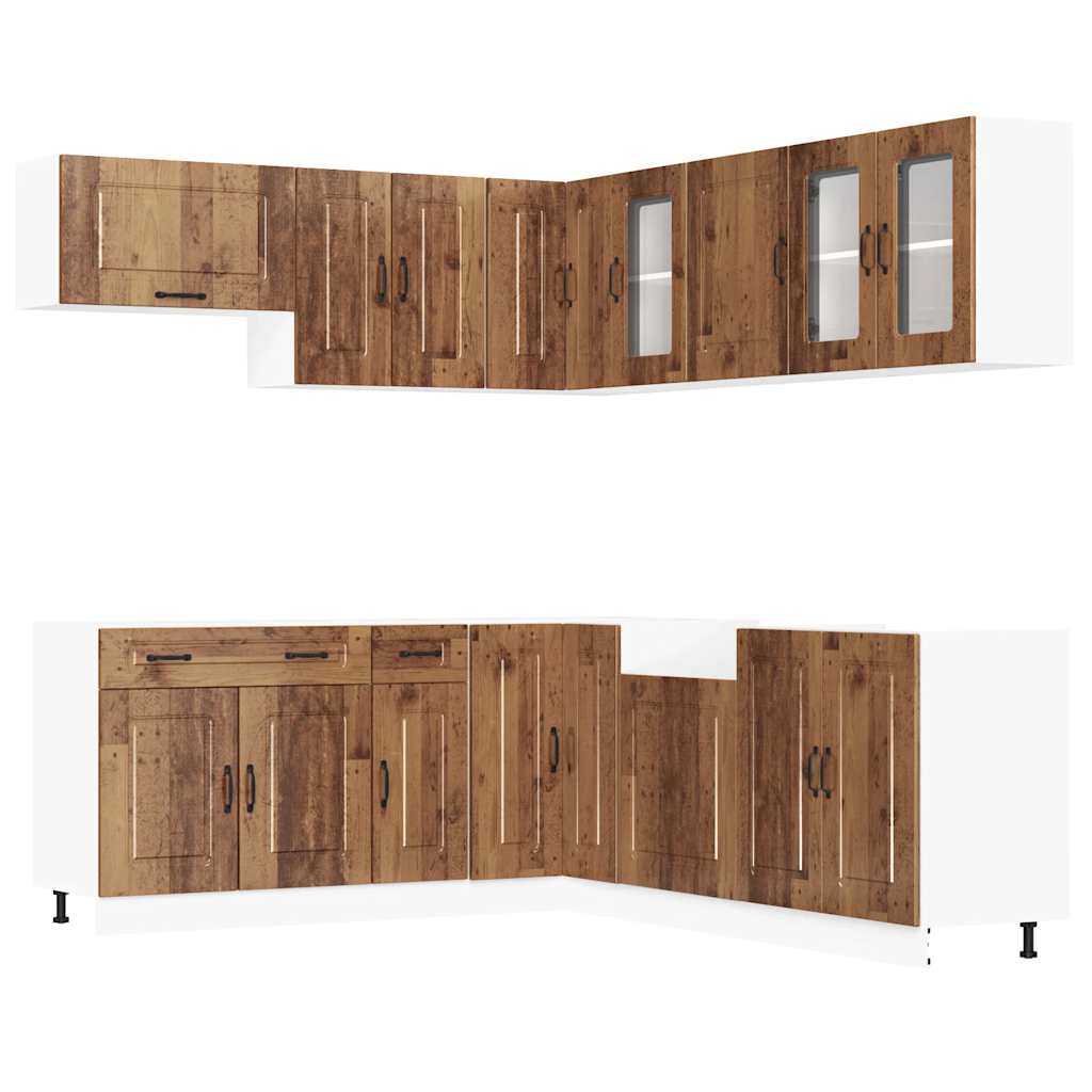 Set Mobili da Cucina 11 pz Kalmar Legno Vecchio in Truciolato | homemem39