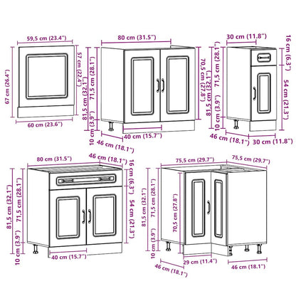 Set Mobili da Cucina 11 pz Kalmar Legno Vecchio in Truciolato | homemem39