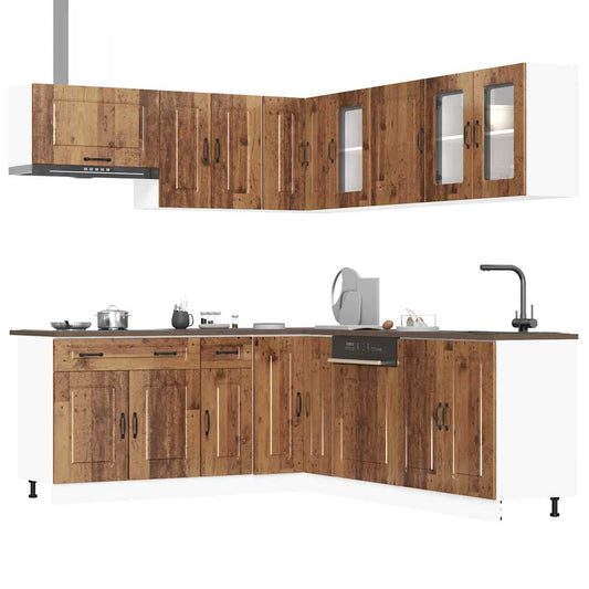 Set Mobili da Cucina 11 pz Kalmar Legno Vecchio in Truciolato - homemem39