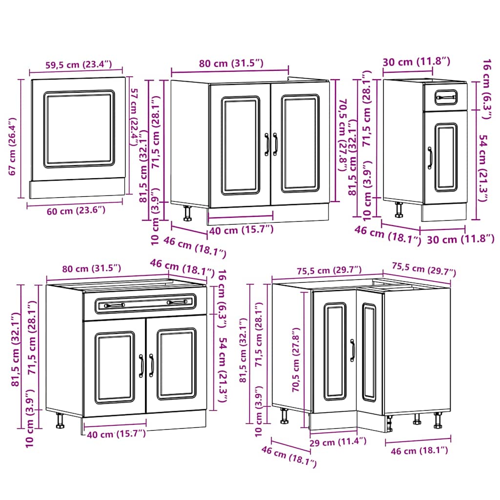 Set Mobili da Cucina 11 pz Kalmar Rovere Artigianale Truciolato | homemem39